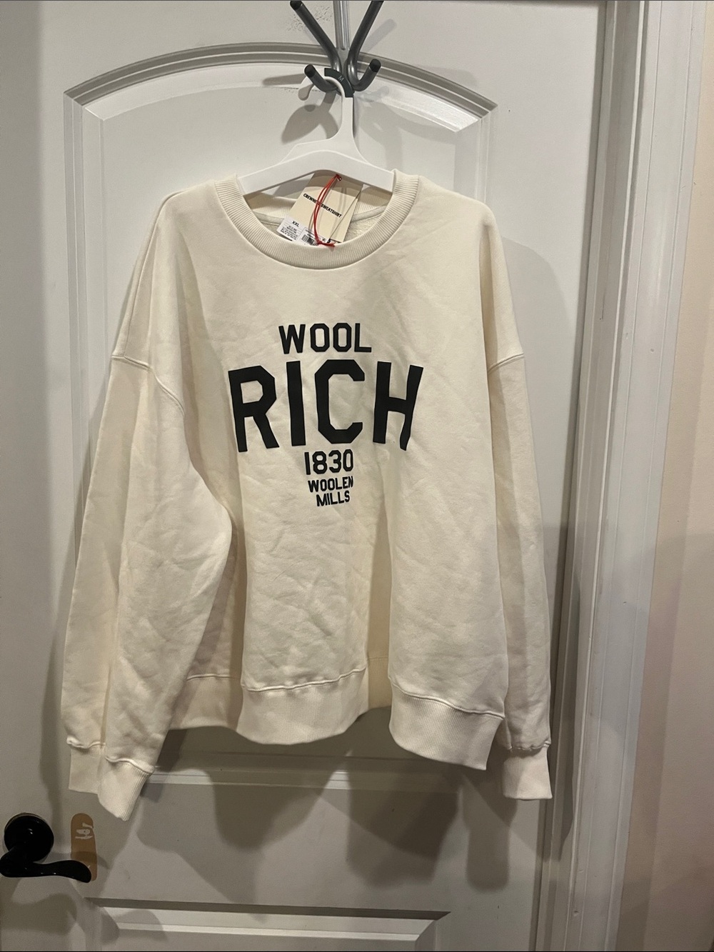 Woolrich Cream Crewneck Sweatshirt with Black Logo